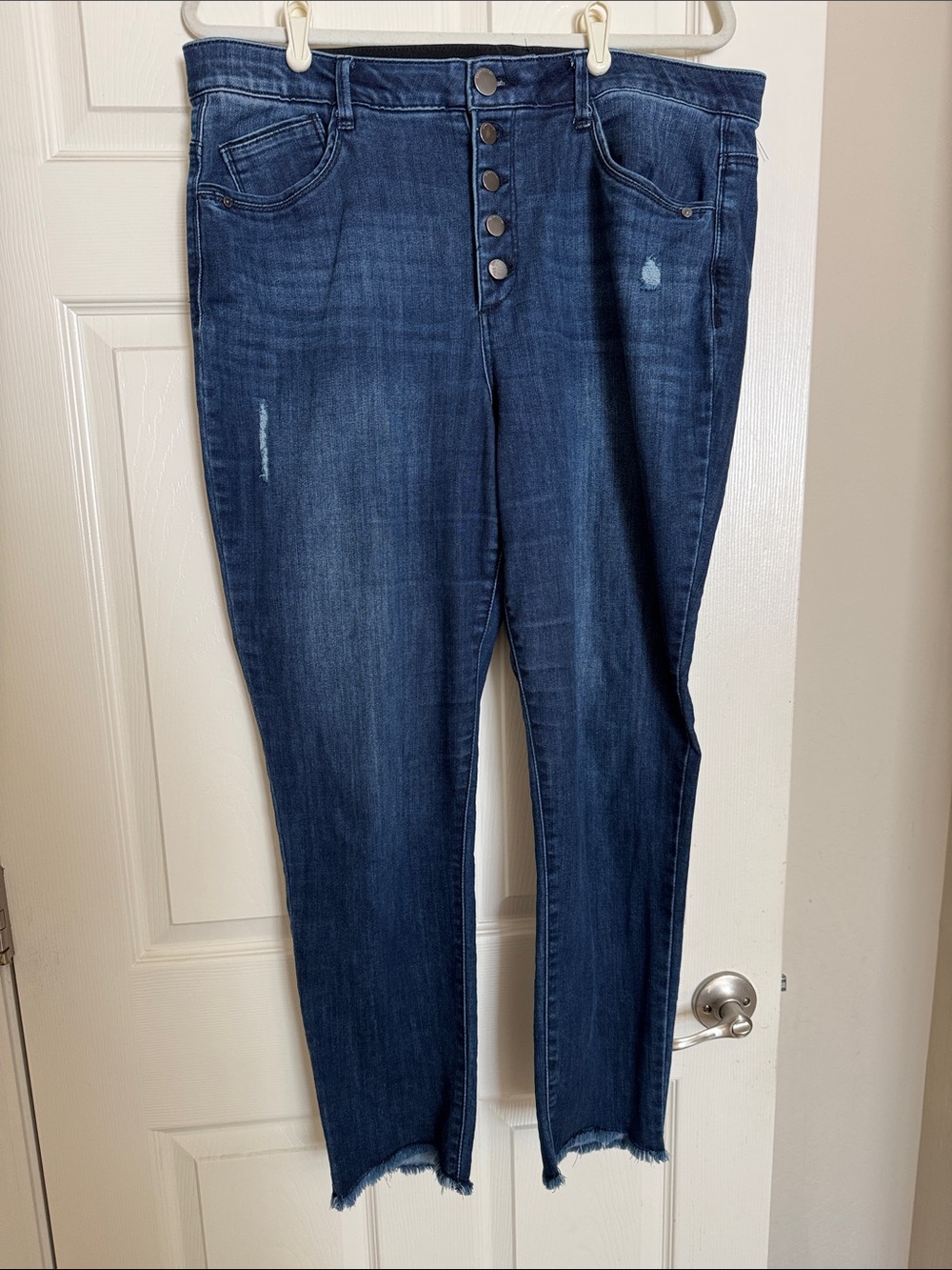 Democracy Skinny High-Rise Dark Blue Button-Fly Jeans
